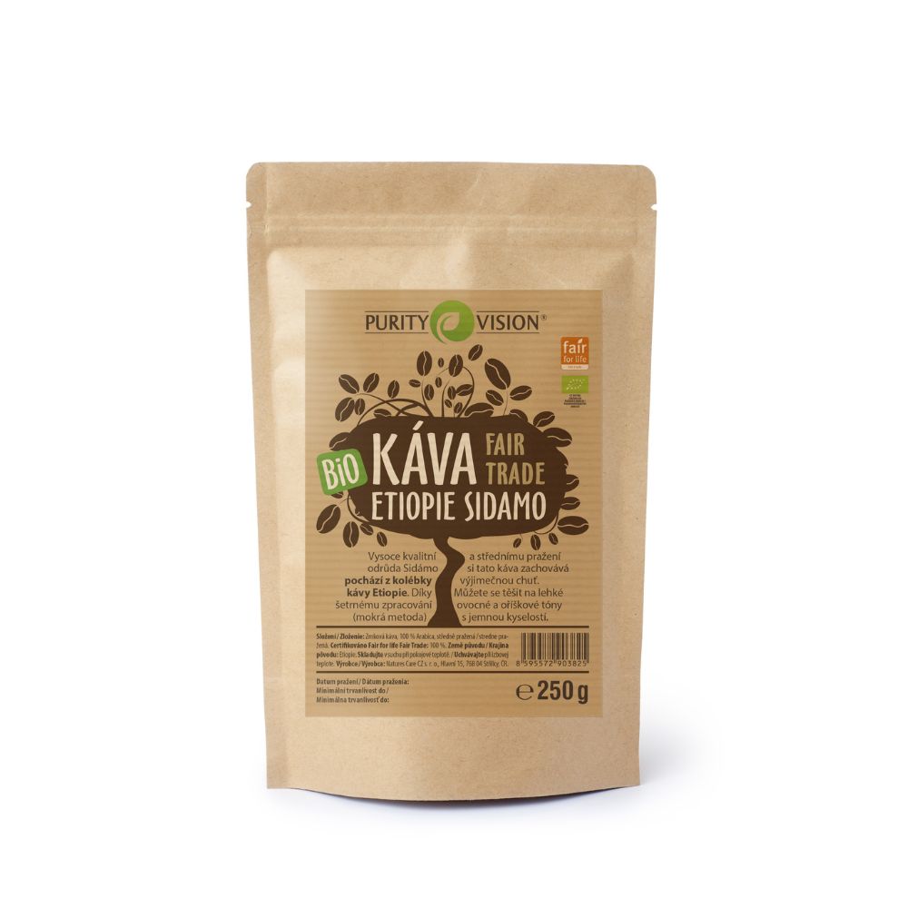 Pravična trgovina bio kavna zrna Etiopija Sidamo 250 g