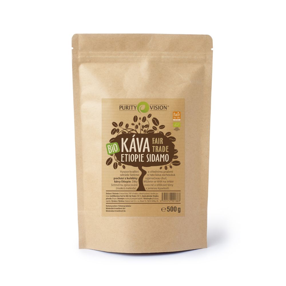 Pravična trgovina bio kavna zrna Etiopija Sidamo 500 g