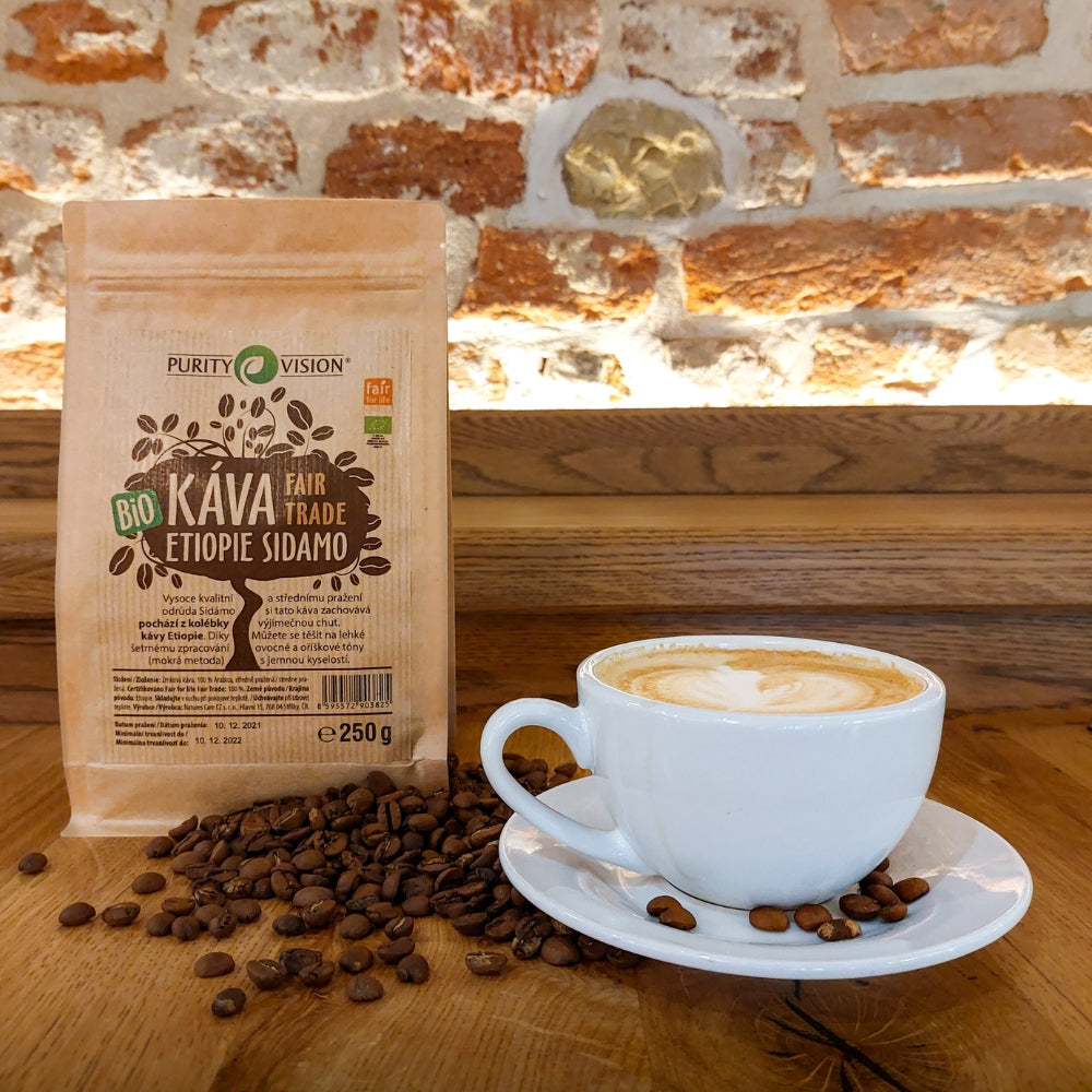 Pravična trgovina bio kavna zrna Etiopija Sidamo 250 g
