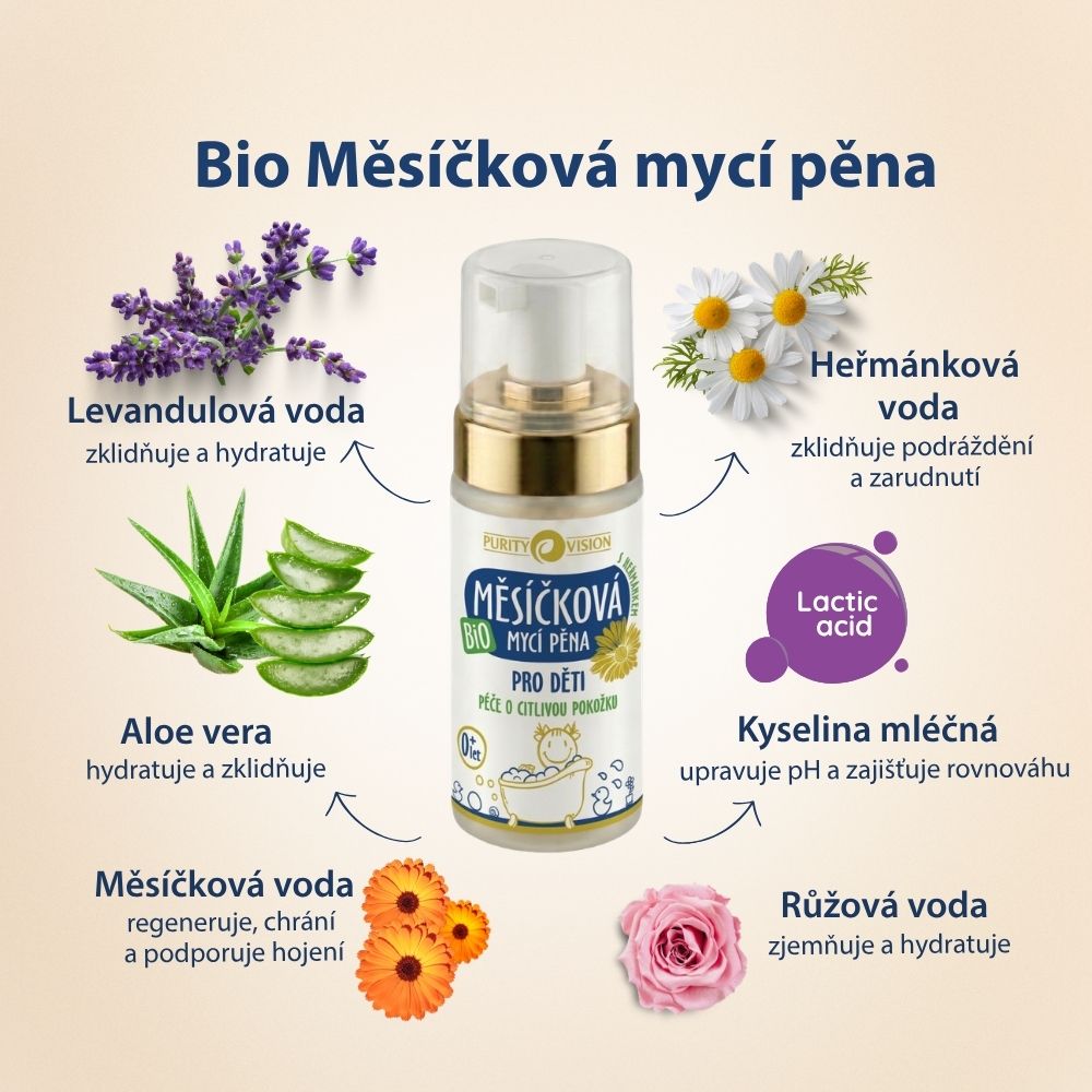 Bio ognjičeva čistilna pena za otroke
